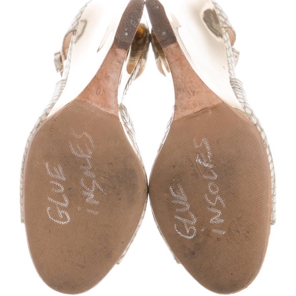 Jimmy Choo snakeskin wedge sandals w gold heel - Picture 4 of 5